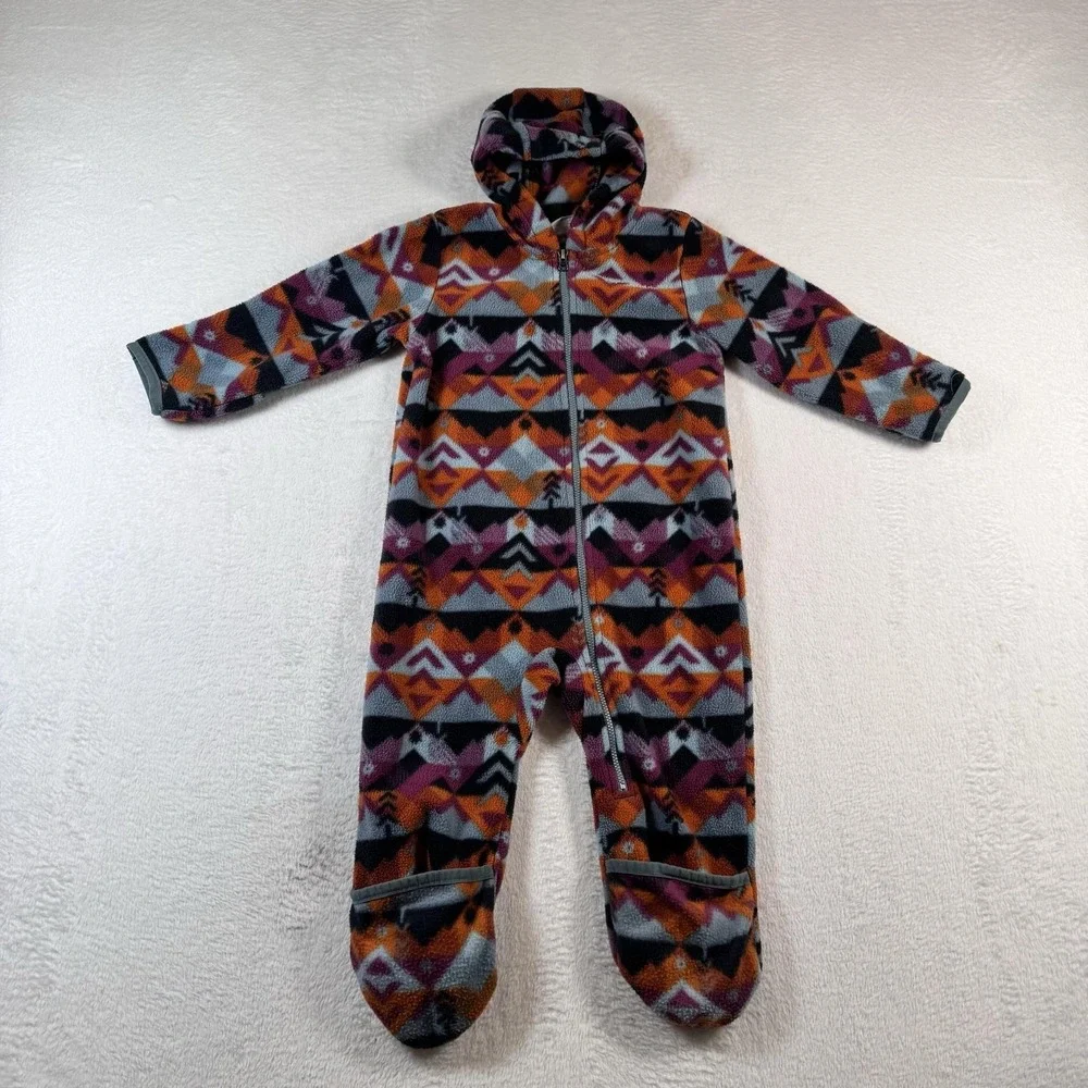 Columbia Snowsuit Girls 18-24 Months Multicolor Fleece Hooded Footed Bunting